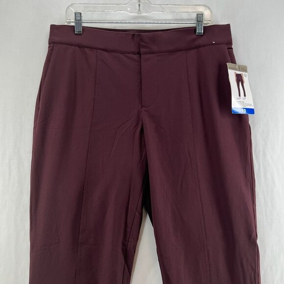 Mondetta Lined Tailored Pants 10 High-Rise Comfort Stretch Elastic Waist Maroon - Picture 5 of 14